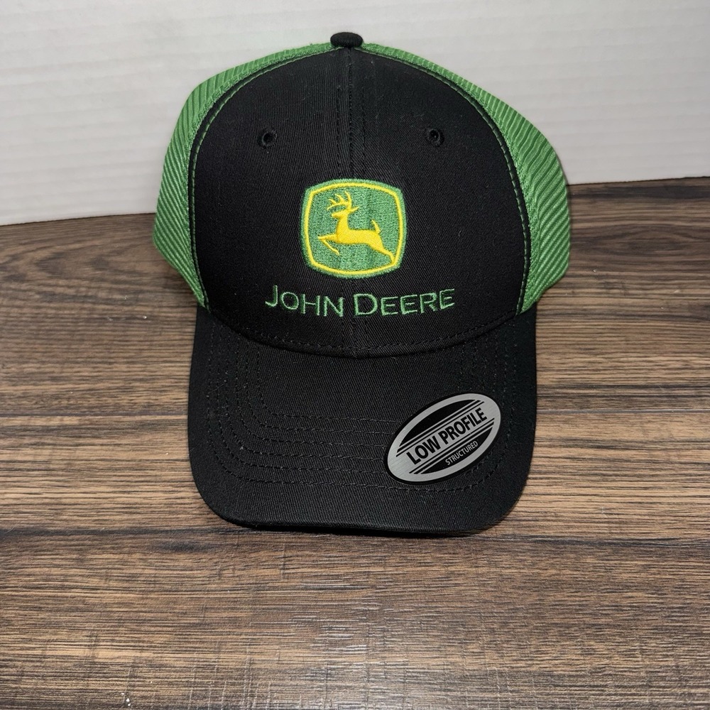 John Deere Low Profile Structured Trucker Hat Unisex Embroidered Green